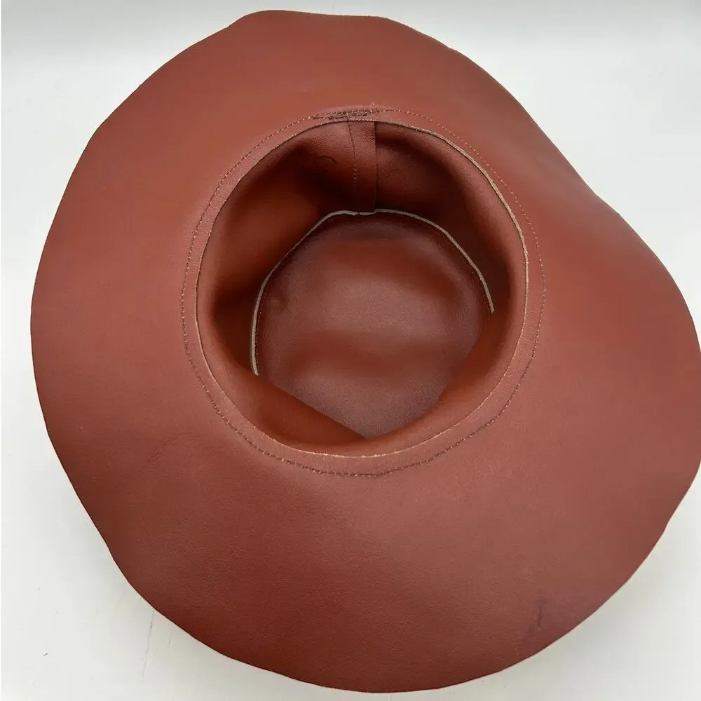 Vintage Tan Suede Wide Brim Bolero Hat Braided Leather Band Size 6 3/8 51cm - Picture 4 of 10